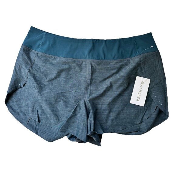 Athleta Run With It Textured 3.5" Shorts Teal Blue Size XXL / 2X / Plus NWT - Picture 7 of 7